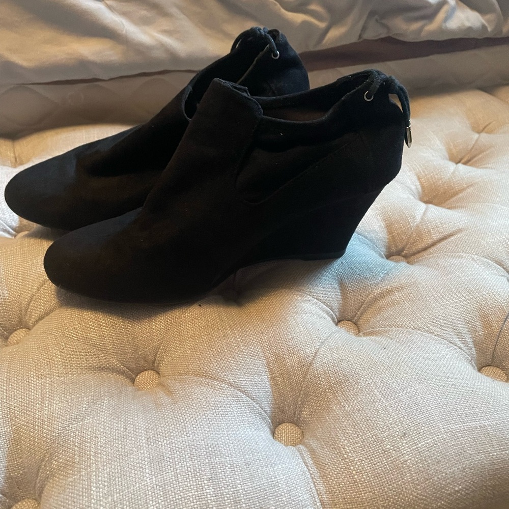 Elegant Black Ankle Booties with Wedge Heel